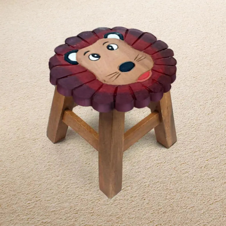 Children’s Chair Stool Wooden Lion Theme - Baby & Kids > Kid’s Furniture