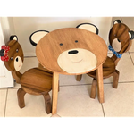 Children’s furniture Set Bear Table and 2 Chairs -natural wood handmade and solid build - Baby & Kids > Kid’s Furniture