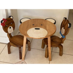 Children’s furniture Set Bear Table and 2 Chairs -natural wood handmade and solid build - Baby & Kids > Kid’s Furniture