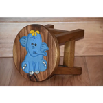 Children’s Wooden Stool Blue Baby ELEPHANT Themed Chair Toddlers Step sitting Stool - Baby & Kids > Kid’s Furniture