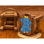 Children’s Wooden Stool Blue Baby ELEPHANT Themed Chair Toddlers Step sitting Stool - Baby & Kids > Kid’s Furniture