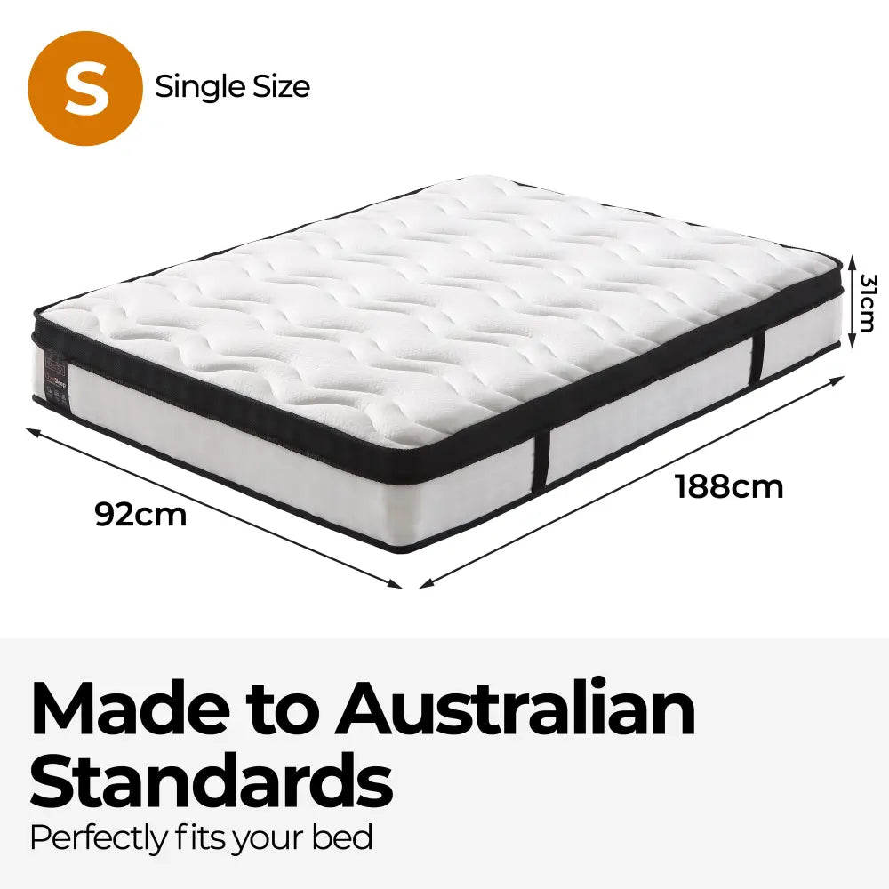 ChiroSleep Orthopaedic Euro Top Pocket Spring Single Mattress - Furniture > Mattresses > Single Mattress