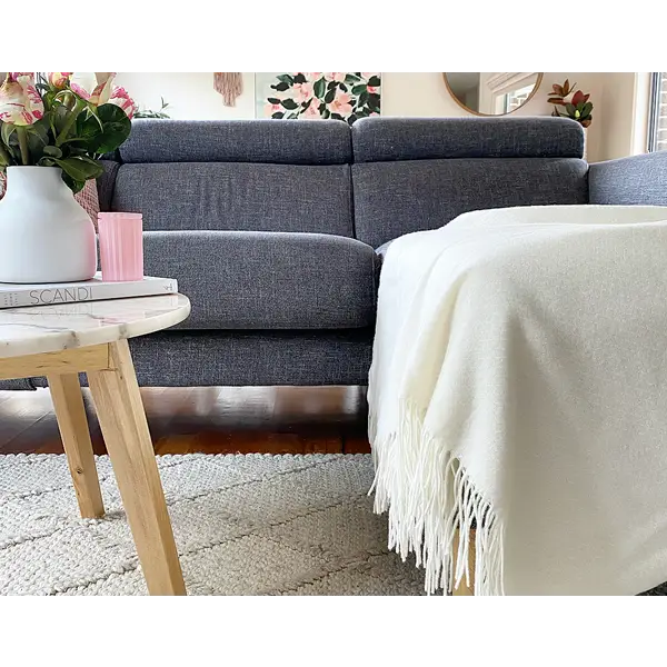 Chiswick Throw - Merino Wool/Cashmere - Ivory - Home & Garden > Decor