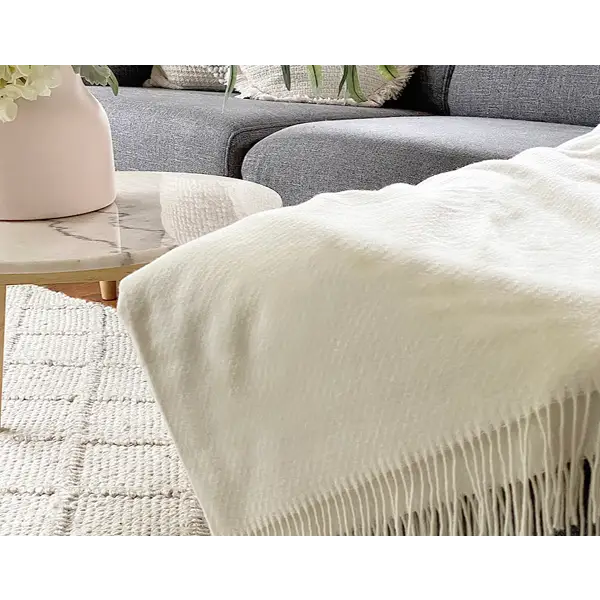 Chiswick Throw - Merino Wool/Cashmere - Ivory - Home & Garden > Decor