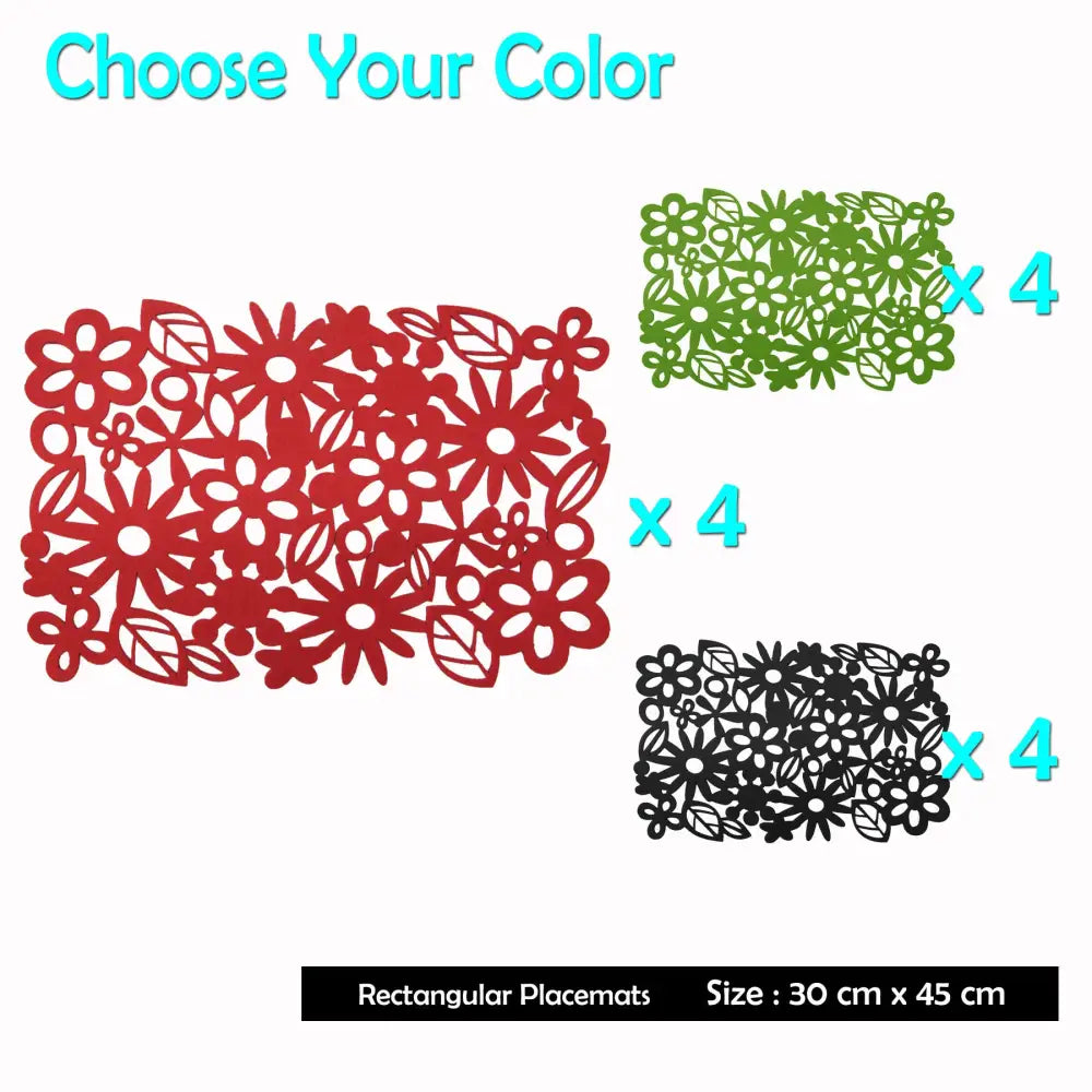 Choice Set of 4 Felt Rectangular Table Placemats Black - Home & Garden > Kitchenware