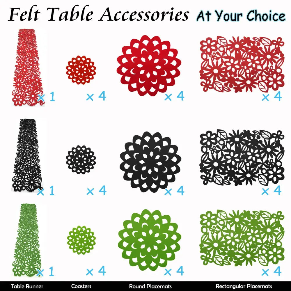 Choice Set of 4 Felt Rectangular Table Placemats Black - Home & Garden > Kitchenware