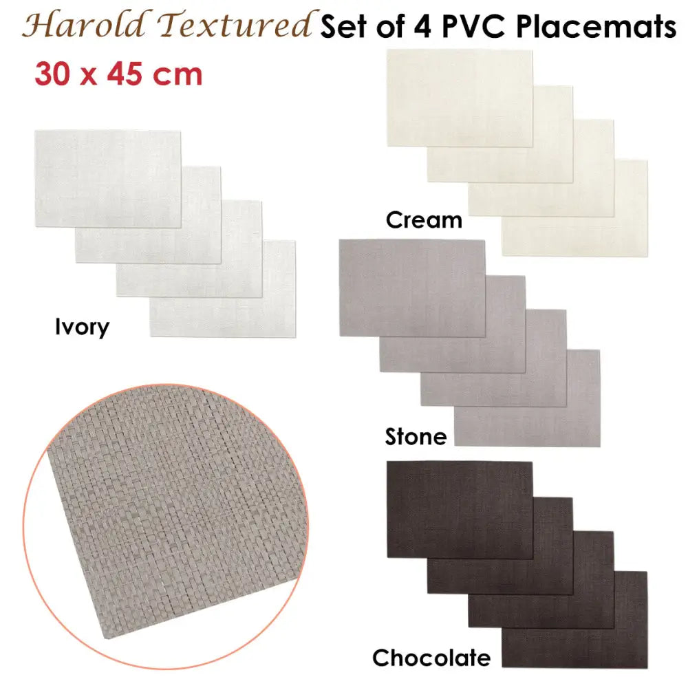 Choice Set of 4 PVC Table Placemats Harold Ivory - Home & Garden > Kitchenware