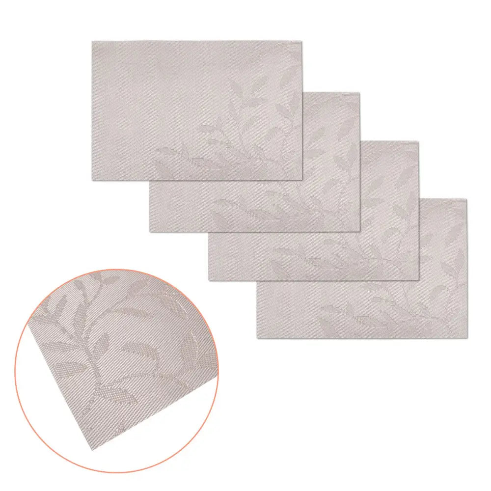 Choice Set of 4 PVC Table Placemats Leaves Taupe - Home & Garden > Kitchenware