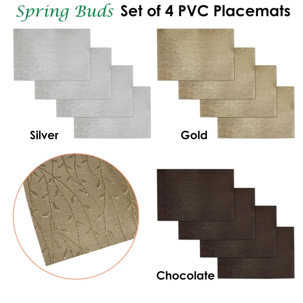 Choice Set of 4 PVC Table Placemats Spring Buds Chocolate - Home & Garden > Kitchenware