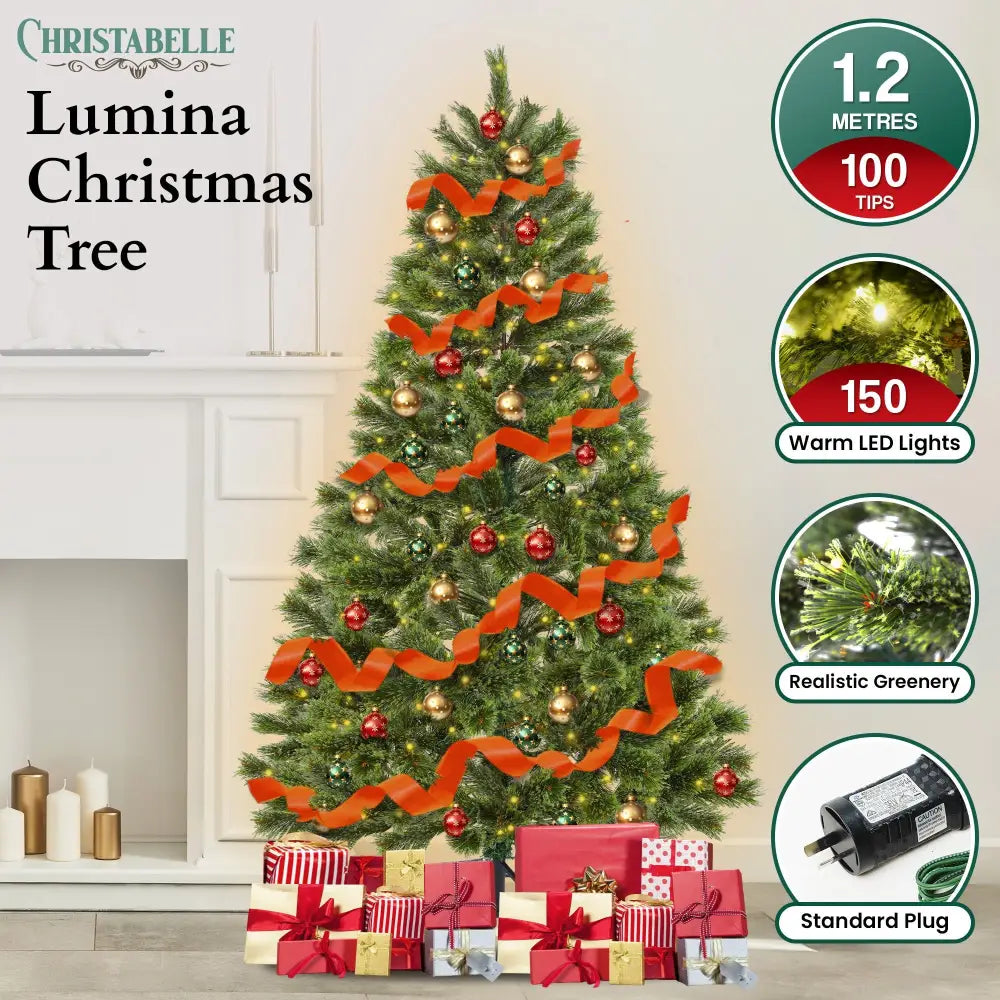 Christabelle 1.2m Prelit Lumina Pine Christmas Tree With 150 Led Lights - Occasions > Christmas > Christmas Trees
