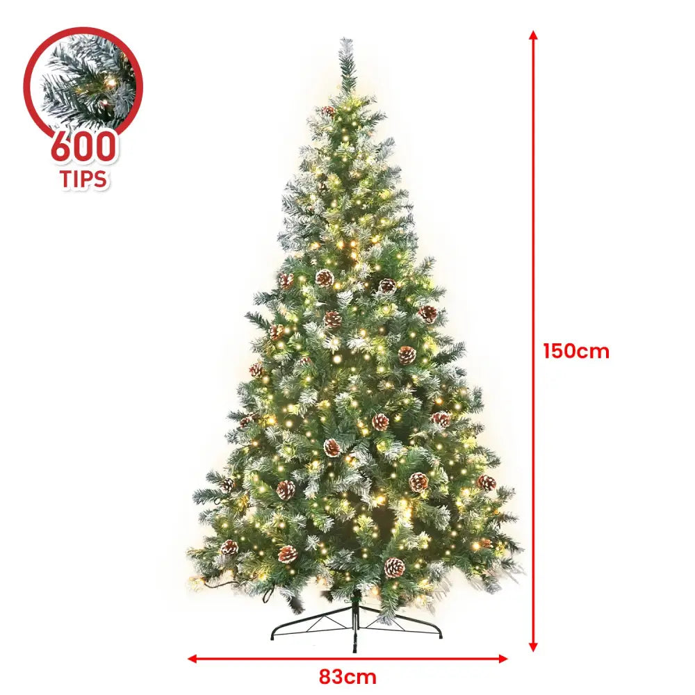 Christabelle 1.5m Pre Lit LED Christmas Tree Decor with Pine Cones Xmas Decorations - Occasions > Christmas > Christmas