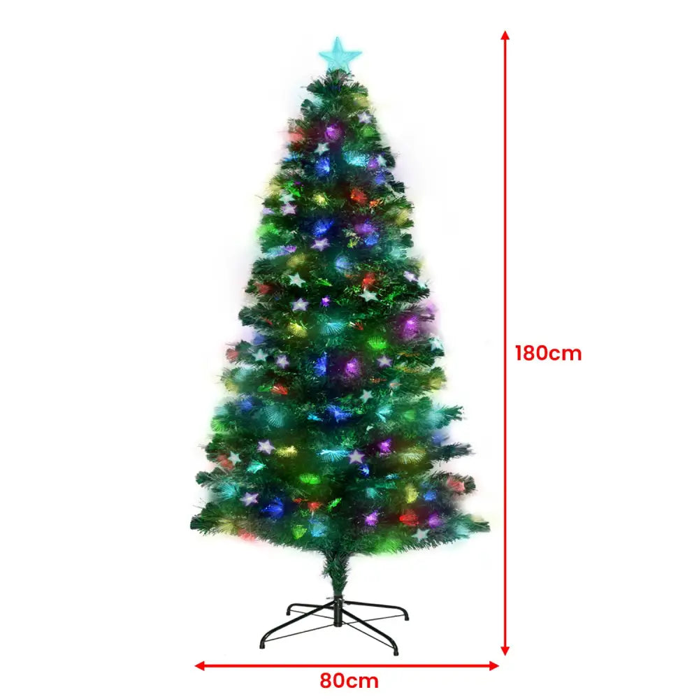 Christabelle 1.8m Enchanted Pre Lit Fibre Optic Christmas Tree Stars Xmas Decor - Occasions > Christmas > Christmas