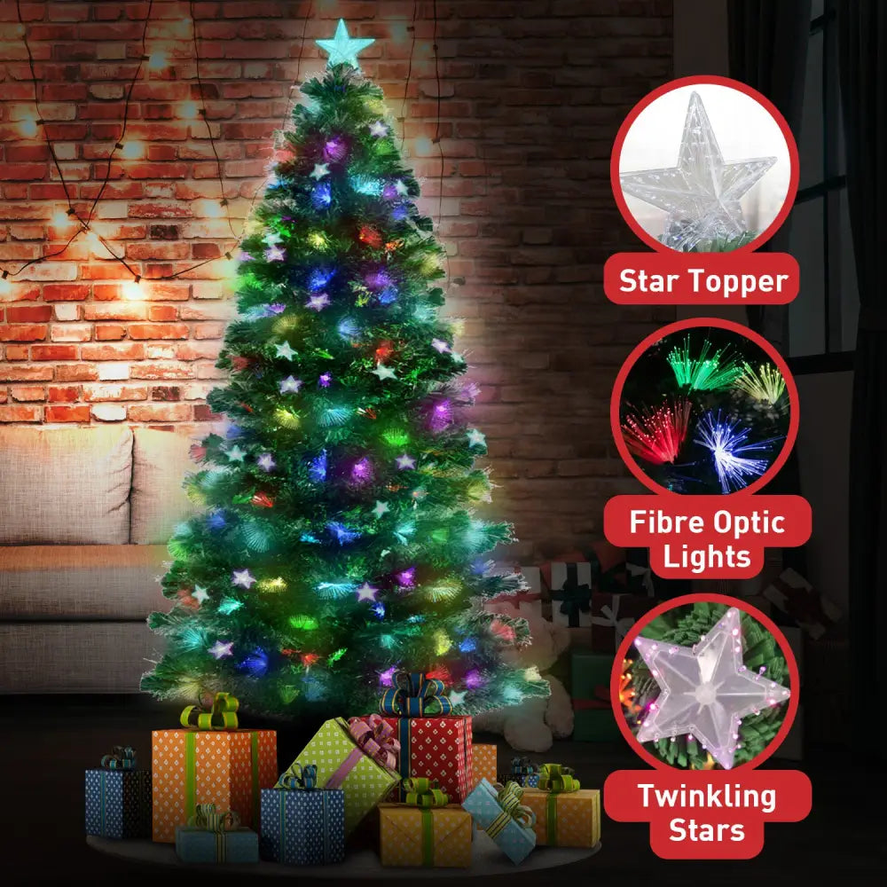 Christabelle 2.1m Enchanted Pre Lit Fibre Optic Christmas Tree Xmas Decor - Occasions > Christmas > Christmas Trees