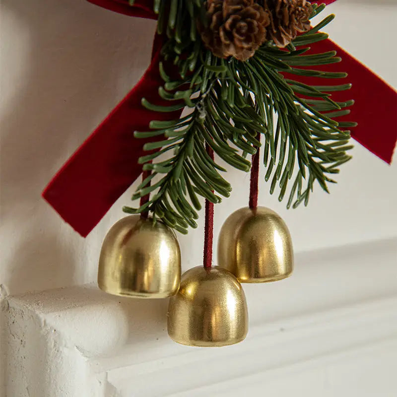 Christmas Door Hanging Ornament with Pinecones Bells and Red Ribbon – 16x11cm Festive Decor（2 PCS）） - Occasions