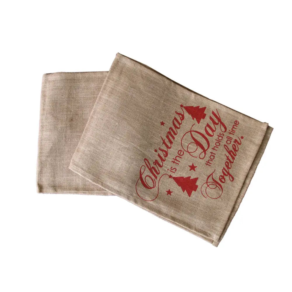 Christmas Jute Woven Taupe Table Runner 33 x 180cm Joyful - Home & Garden > Kitchenware
