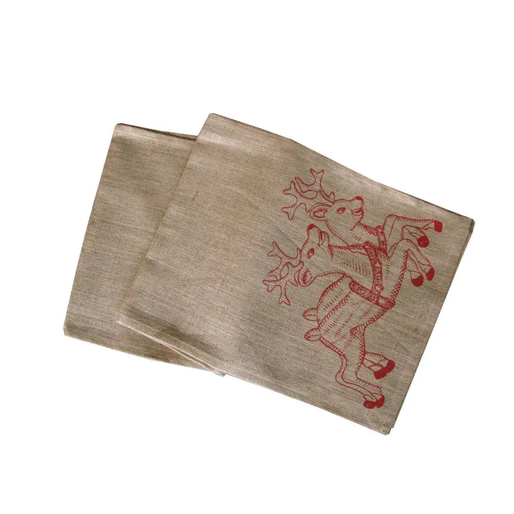 Christmas Jute Woven Taupe Table Runner 33 x 180cm Reindeers - Home & Garden > Kitchenware
