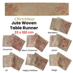 Christmas Jute Woven Taupe Table Runner 33 x 180cm Sleigh - Home & Garden > Kitchenware