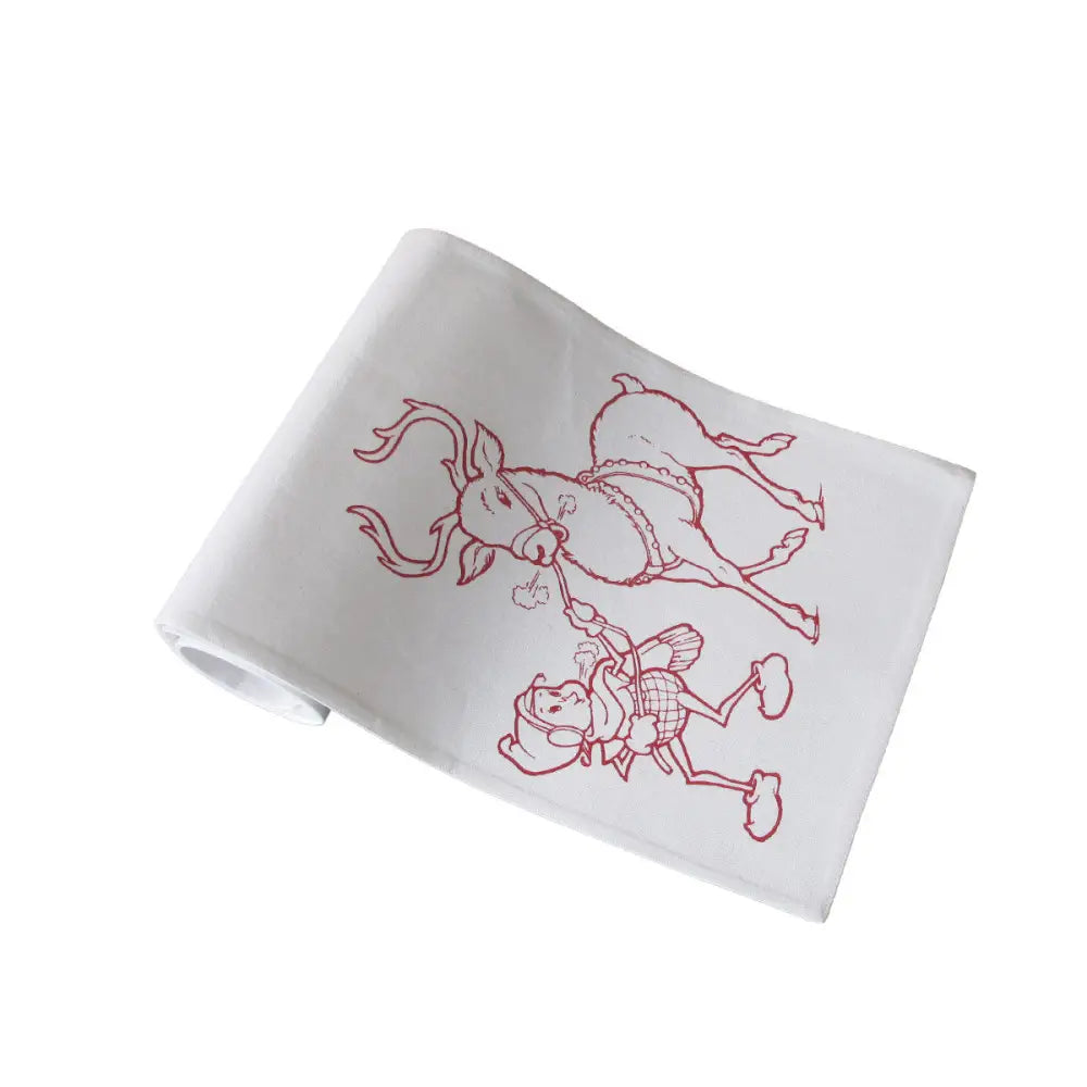 Christmas Print White Table Runner 33 x 180cm Elf - Home & Garden > Kitchenware