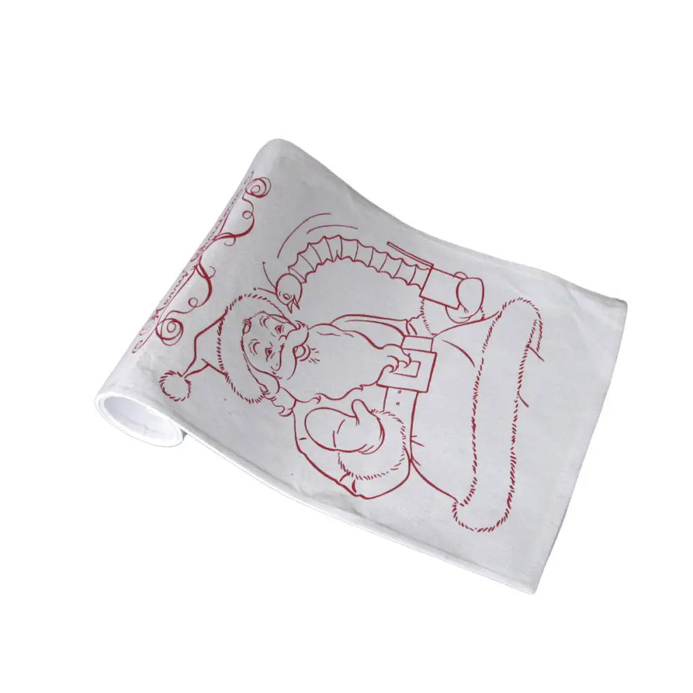 Christmas Print White Table Runner 33 x 180cm Santa - Home & Garden > Kitchenware