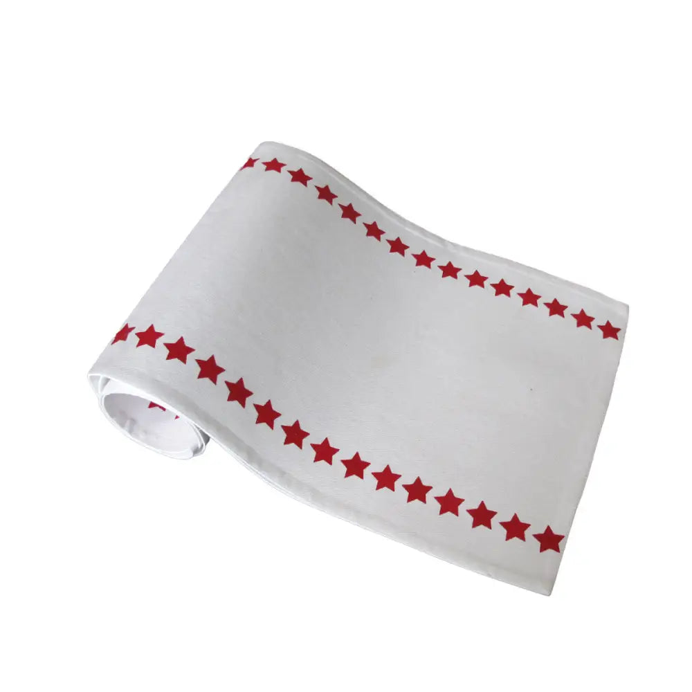 Christmas Print White Table Runner 33 x 180cm Stars - Home & Garden > Kitchenware