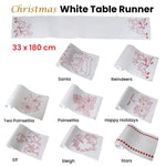Christmas Print White Table Runner 33 x 180cm Stars - Home & Garden > Kitchenware