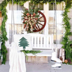 Christmas Red Wooden Wheel Wreath Front Door Hanging Garland Wall Decor(30*30cm) - Occasions > Christmas > Christmas