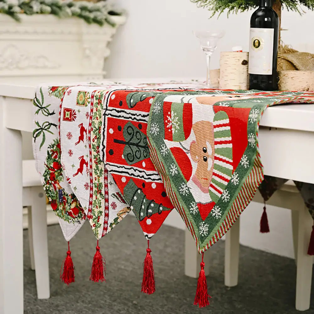 Christmas Table Runner thickened knitted Dining Tablecloth Xmas Party Decor(Santa Claus) - Occasions > Christmas >