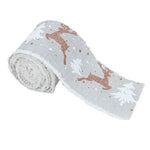 Christmas-Themed Decorative Wired Ribbon Burlap– Reindeer and Tree Print Rolled Fabric Set,Diameter 6.8 cm length 2