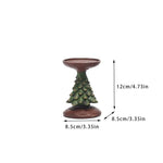 Christmas Tree Candle Holder - Rustic Resin Pillar Stand 12cm Festive Decoration - Occasions > Christmas > Christmas