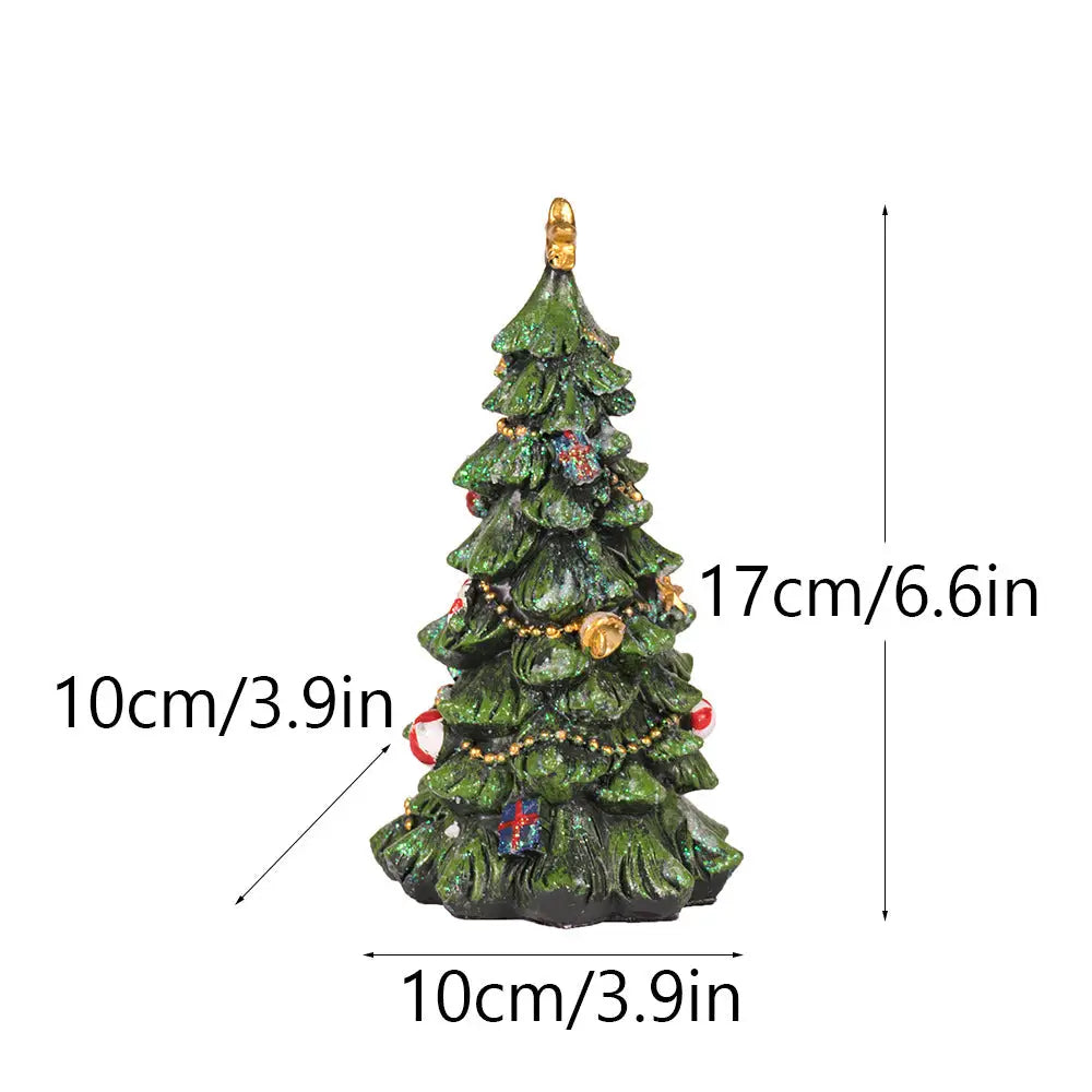 Christmas Tree Figurine - Festive Resin Decoration with Ornaments 17cm Holiday Decor - Occasions > Christmas >