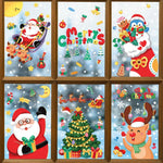 Christmas Window Stickers - Festive Santa Claus Penguin and Reindeer Decals for Holiday Home Decor - 2 Set of 16 Sheets