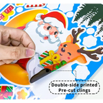 Christmas Window Stickers - Festive Santa Claus Penguin and Reindeer Decals for Holiday Home Decor - 2 Set of 16 Sheets