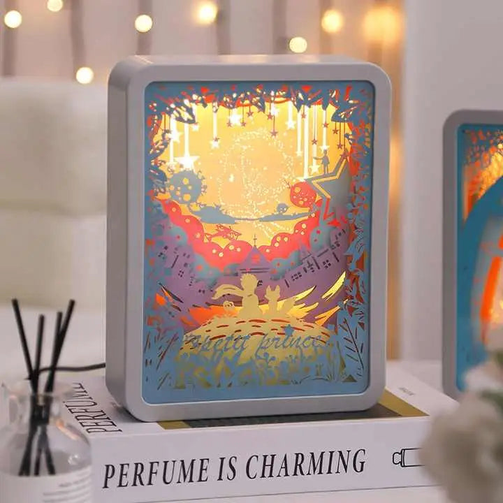 Cinderella 3D Paper Carving Night Light - USB Or Battery Powered Decorative Bedside Lamp | Atmosphere Lamp for Bedroom