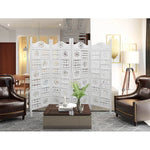 Circle Jali 4 Panel Room Divider Screen Privacy Shoji Timber Wood Stand - White - Furniture > Bedroom > Room Dividers