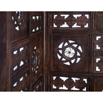 Circle Jali 4 Panel Room Divider Screen Privacy Shoji Timber Wood Stand - Burnt - Furniture > Bedroom > Room Dividers