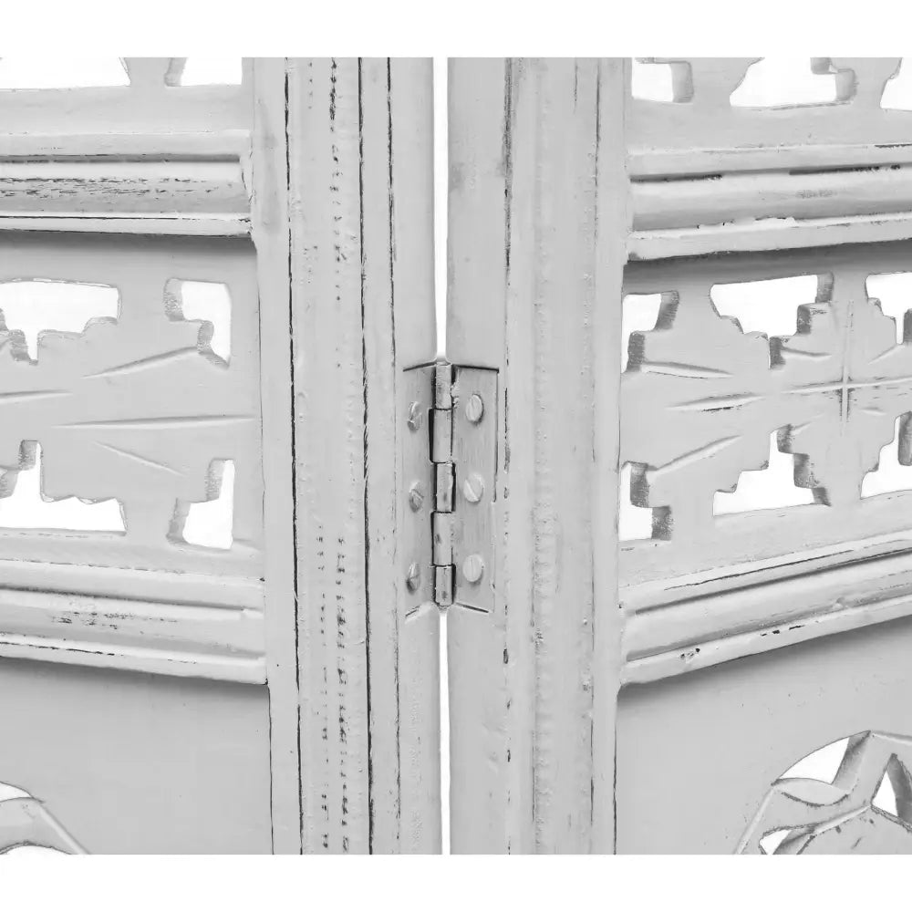 Circle Jali 4 Panel Room Divider Screen Privacy Shoji Timber Wood Stand - White - Furniture > Bedroom > Room Dividers