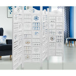 Circle Jali 4 Panel Room Divider Screen Privacy Shoji Timber Wood Stand - White - Furniture > Bedroom > Room Dividers