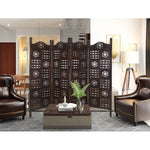 Circle Jali 4 Panel Room Divider Screen Privacy Shoji Timber Wood Stand - Burnt - Furniture > Bedroom > Room Dividers