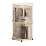 Circular storage bookshelf with swivel wheels 2 layers - Furniture > Living Room > Bookcases & Shelves