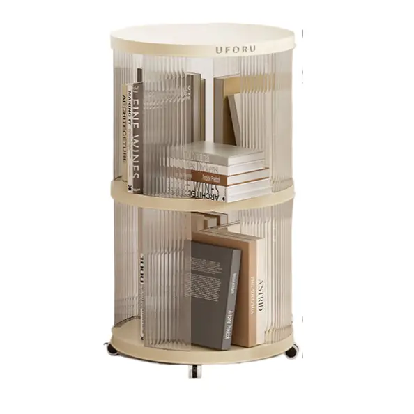 Circular storage bookshelf with swivel wheels 2 layers - Furniture > Living Room > Bookcases & Shelves