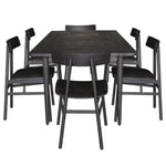 Claire 7pc Dining Set Table 180cm Solid Oak Wood Timber Seat Chair - Black - Furniture > Dining