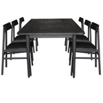 Claire 7pc Dining Set Table 180cm Solid Oak Wood Timber Seat Chair - Black - Furniture > Dining