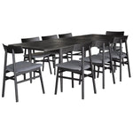 Claire 9pc Dining Set Table Extendable 170-230cm Oak Fabric Seat Chair - Black - Furniture > Dining