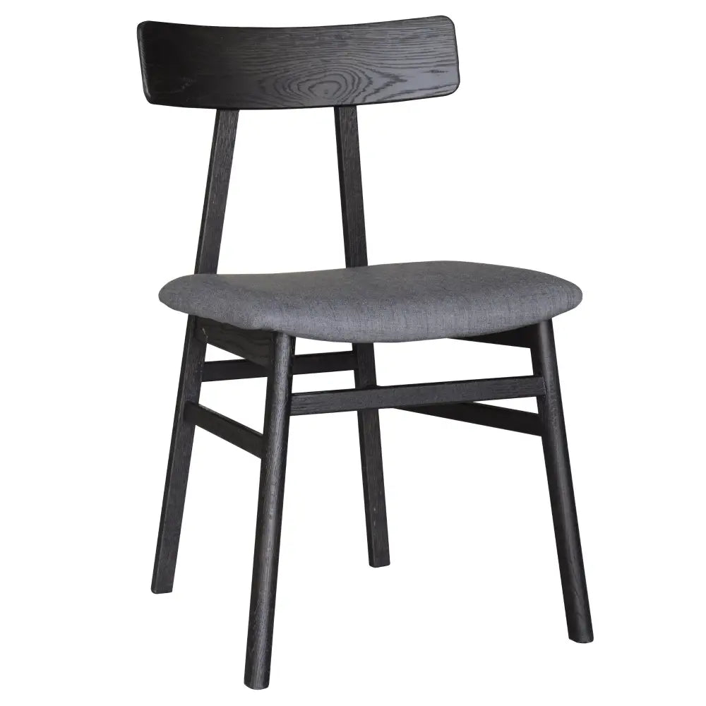 Claire Dining Chair Set of 2 Solid Oak Wood Fabric Seat Furniture - Black - Furniture > Dining