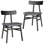 Claire Dining Chair Set of 2 Solid Oak Wood Fabric Seat Furniture - Black - Furniture > Dining