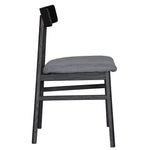 Claire Dining Chair Set of 2 Solid Oak Wood Fabric Seat Furniture - Black - Furniture > Dining