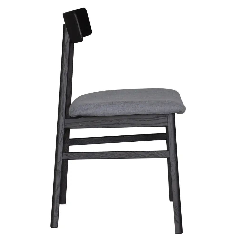 Claire Dining Chair Set of 2 Solid Oak Wood Fabric Seat Furniture - Black - Furniture > Dining
