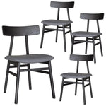 Claire Dining Chair Set of 4 Solid Oak Wood Fabric Seat Furniture - Black - Furniture > Dining