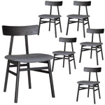 Claire Dining Chair Set of 6 Solid Oak Wood Fabric Seat Furniture - Black - Furniture > Dining