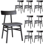 Claire Dining Chair Set of 8 Solid Oak Wood Fabric Seat Furniture - Black - Furniture > Dining